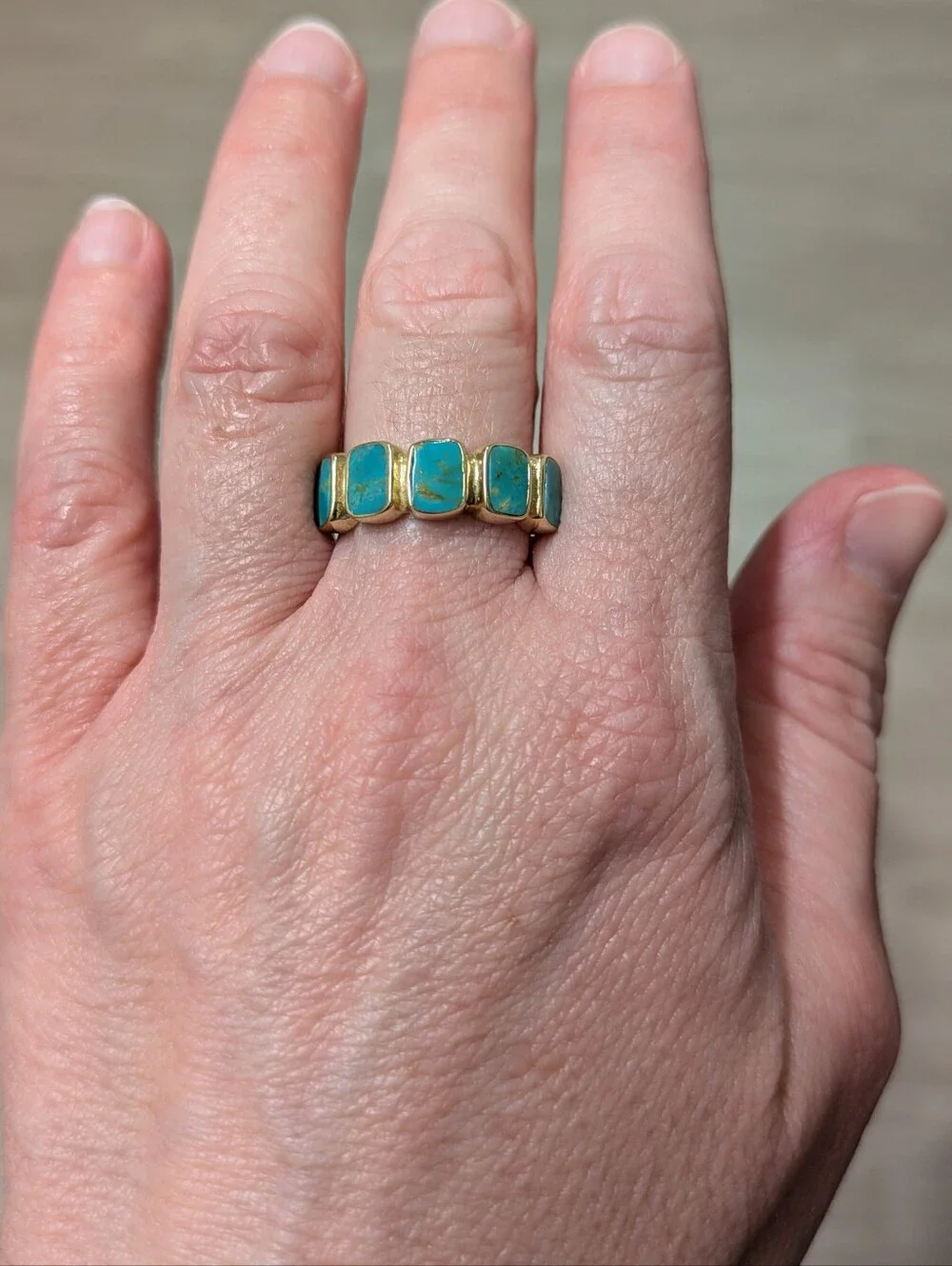 Anna Beck Turquoise Multi-Cushion Ring 18K Gold Plated - Picture 5 of 7